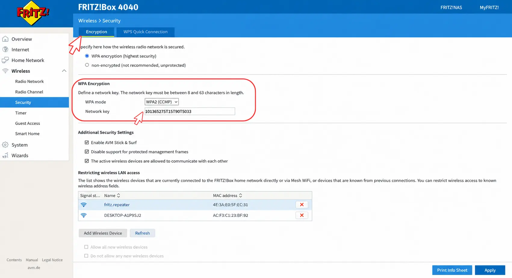 wlan Passwort ändern